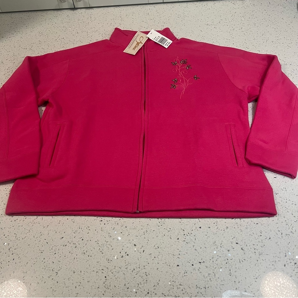NWT Vintage ARTISANS Pink Full-Zip Jacket with Embroidered Floral Design | XL - Picture 15 of 15